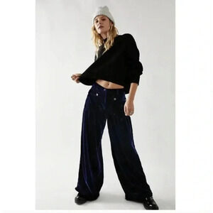 NWT Free People Velvet Lotus Wide-Leg Pants Blue 25